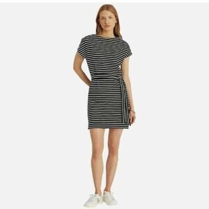 Lauren Ralph Lauren LRL Black Label Striped Dress Medium Cotton Jersey Preppy